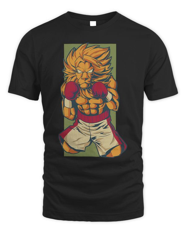 With boxing gloves in boxing ring cartoon lion boxer