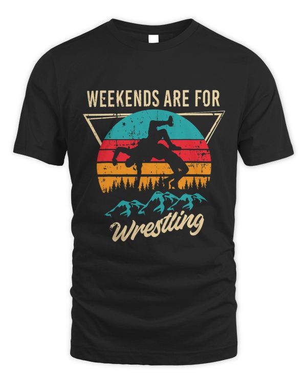 wrestler tee weekends are for wrestling funny retro art