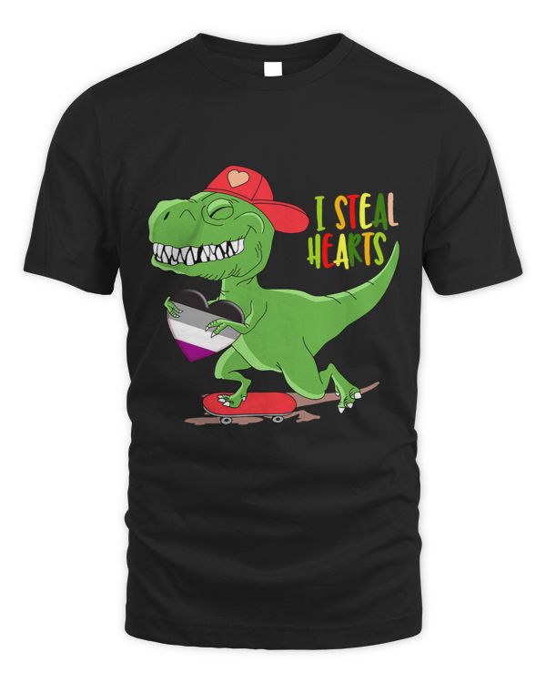 I Steal Hearts TRex Asexual Valentines Day Dinosaur Asexual