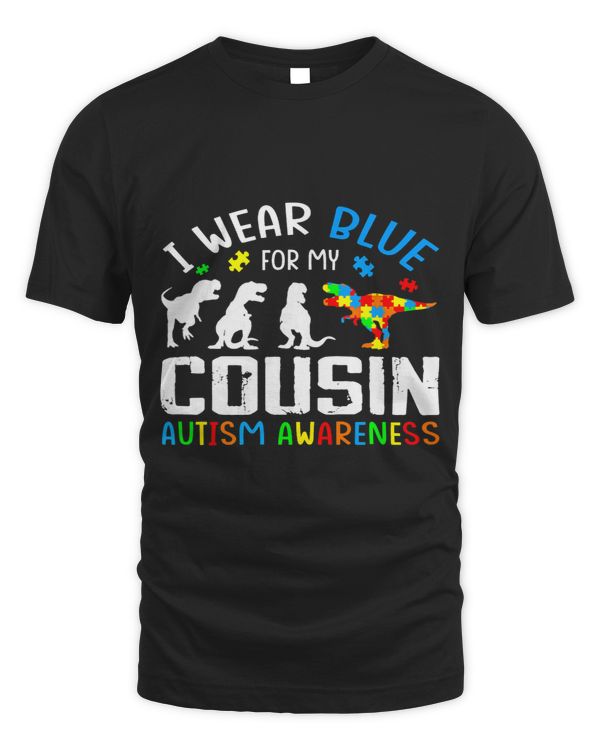 I Wear Blue For My Cousin Autism Awareness Dinosaur 1