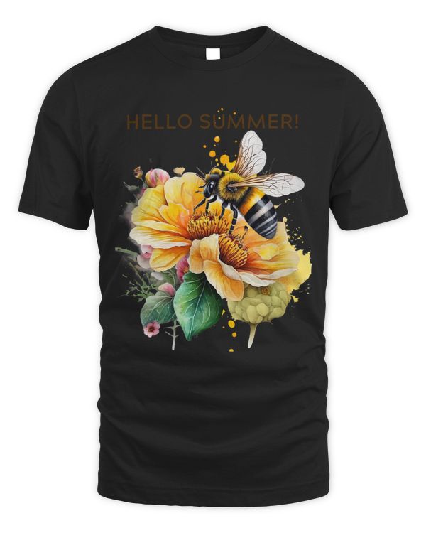 Hello Summer Be Lover Tee Bees on Flowers Pollinators