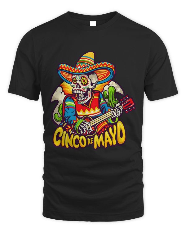Cinco De Mayo Mexican Skeleton Play Guitar Fiesta 5 De Mayo
