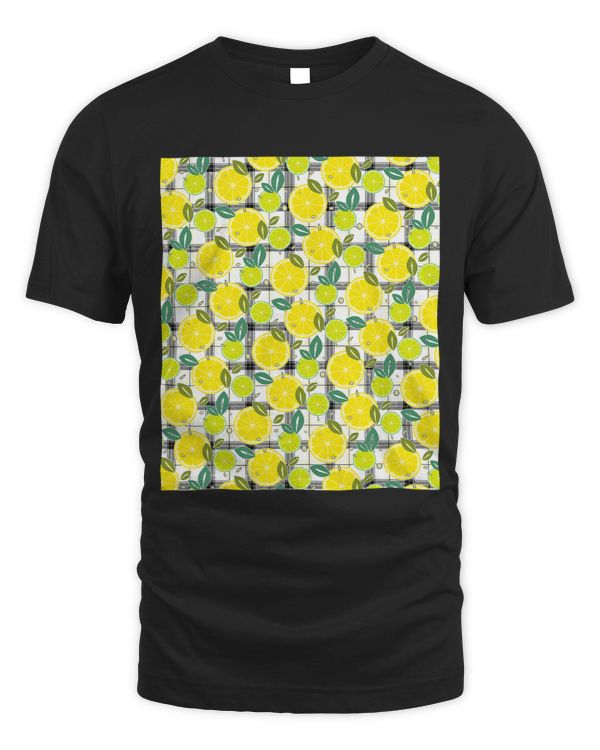 Plaid Lemon and Lime Citrus Fruit Pattern Summer