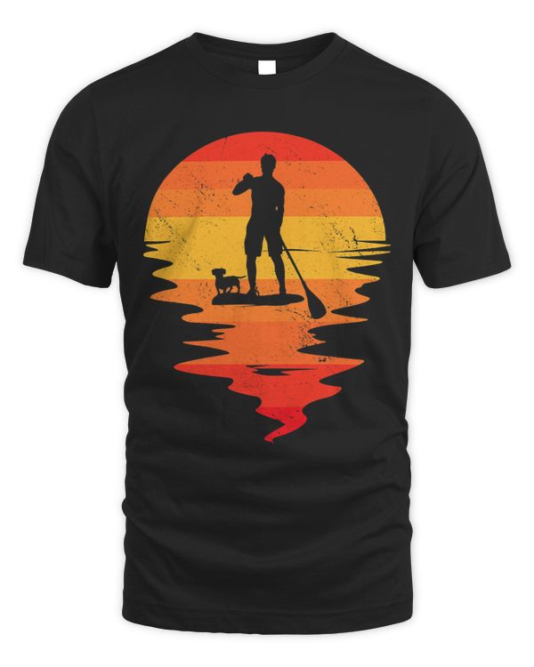 sunset stand up paddling graphic dog Standup paddleboarding