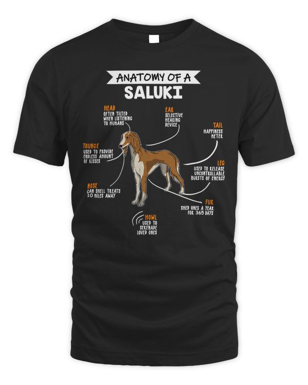 Anatomy Of A Saluki Dog Funny Dog Lover Gift T-Shirt