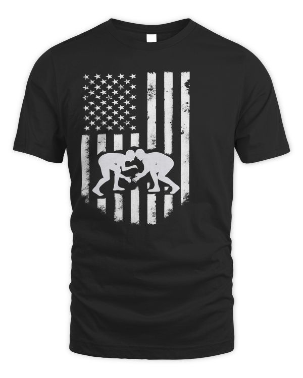 American Flag Wrestling Hoodie Distressed Wrestle Gift Tee