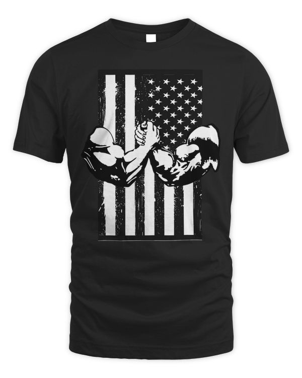 Arm Wrestling USA Flag Armwrestling Sports Power Gift Idea T-Shirt