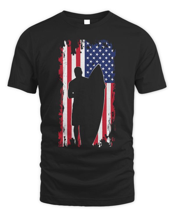 American Flag Surfing Apparel - Surfer Surf T-Shirt