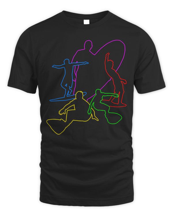 Colorful Wave Surfing Surfer Surf T Shirt Ride Wakesurf Gift
