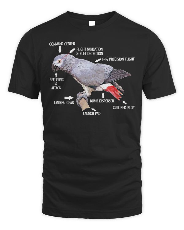 Anatomy Of An African Grey Parrot T-Shirt Funny Bird Gift