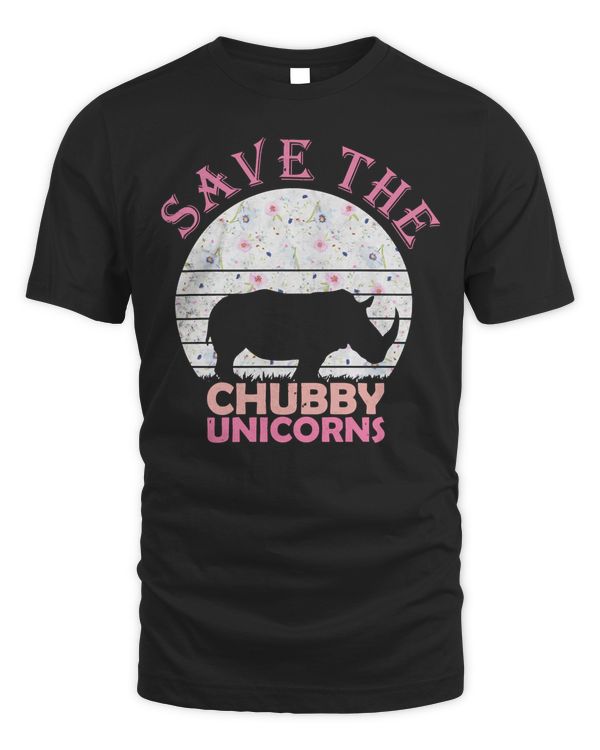 Floral Rhino gift for Girls Women - Save The Chubby Unicorns Pullover Hoodie