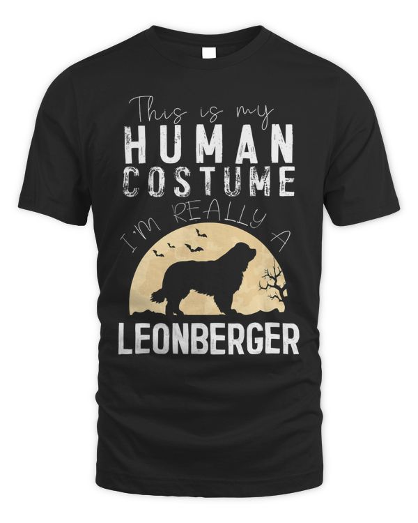Halloween Human Costume Leonberger Moon Silhouette T-Shirt
