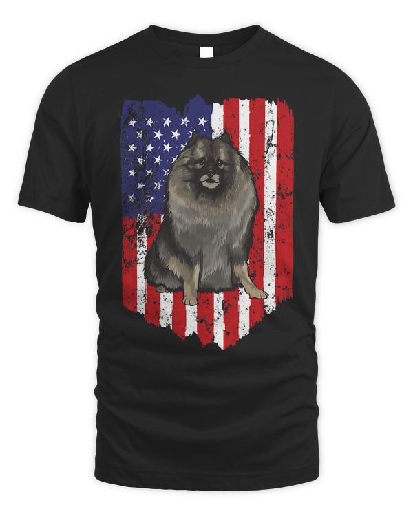 American Flag Keeshond 4th Of July USA T-Shirt