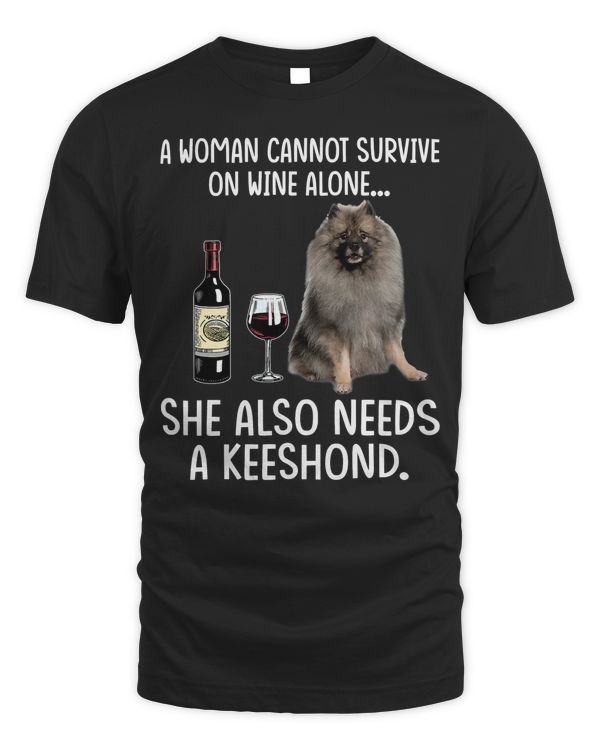 I Just Want to Drink Wine Keeshond My Dog Loves Womens T-Shirt
