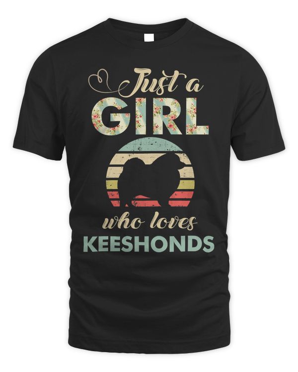 Just A Girl Who Loves Keeshonds Retro Vintage Dog T-Shirt