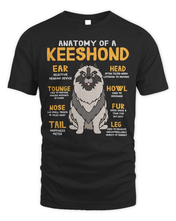 Keeshond Anatomy Funny Dog Mom Dad Gift T-Shirt