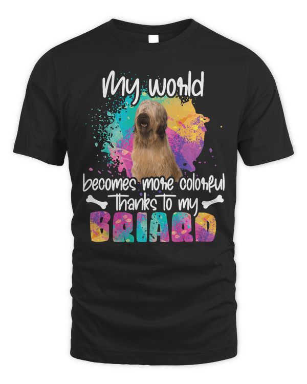 Colorful world Briard dog dogs paws dog mom clothing Premium T-Shirt