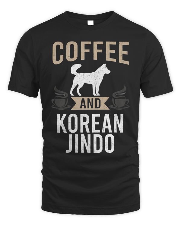 Coffee and Korean Jindo Dog Lover Premium T-Shirt