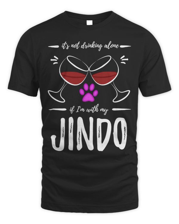 Jindo Mom Wine Drinker Shirt Funny Wine Lover Dog Mom Gift T-Shirt