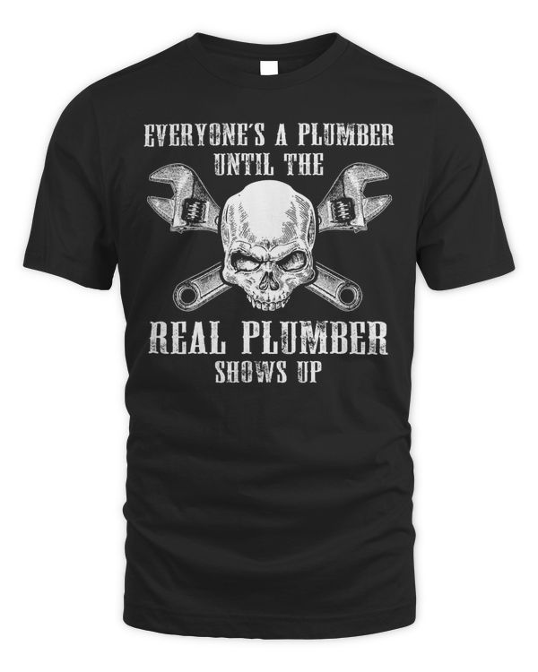 Funny Plumber T-Shirt - Real Plumbing Skull Tee Gift Copy
