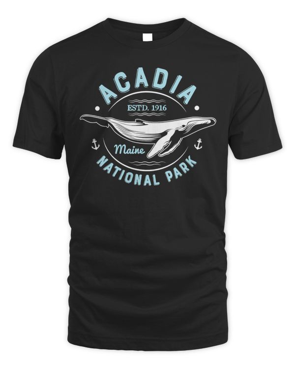 Acadia National Park T Shirt Maine Vintage Whale Watching T-Shirt