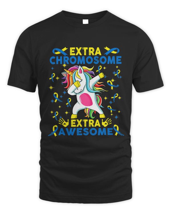 Unicorn Down syndrome awareness extra chromosome ext awesome T-Shirt