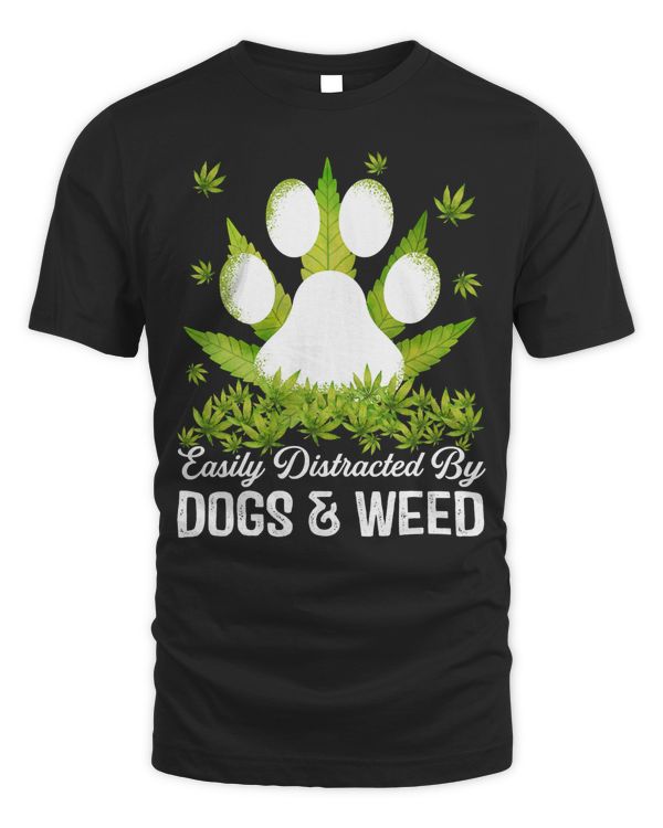 Dogs Weed Funny Puppy Dog Lover Cannabis Marijuana Leaf T-Shirt