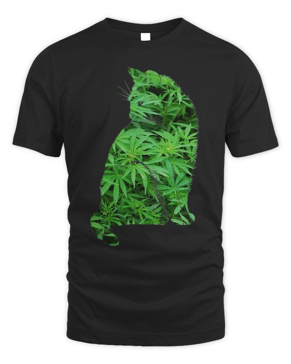 Funny Cannabis & Cat Lover Marijuana Weed Smoker Art T-Shirt