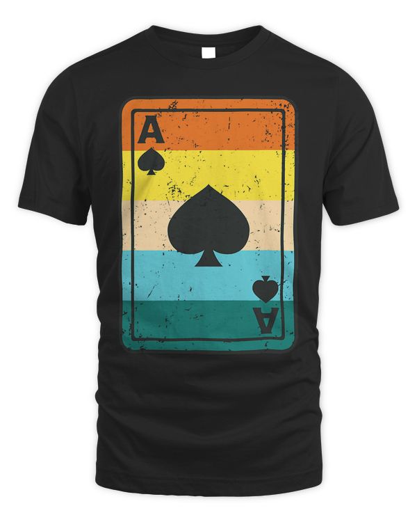 Casino Poker Player Gambling Retro Play Cards Ace of Spade T-Shirt