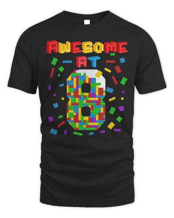 Awesome at 8 Building Blocks Birthday Kids T Shirt 8th Gift T-Shirt