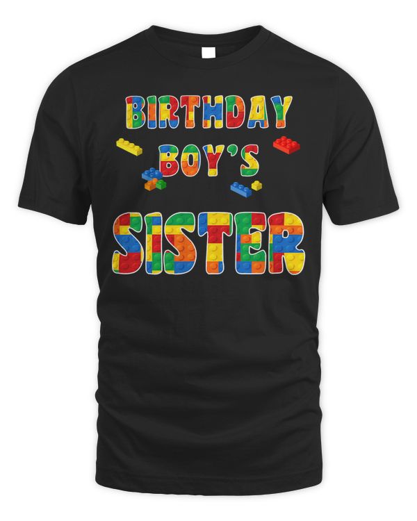 Building Block Sister Of Birthday Boy Colorful T-Shirt