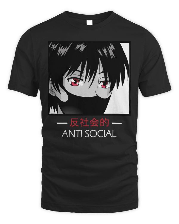 Anti Social - Anime Boy Aesthetic Vaporwave Pullover Hoodie