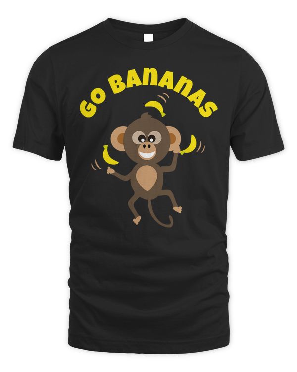 Go Bananas Text and Cute Animal Baby Monkey Juggling T-Shirt