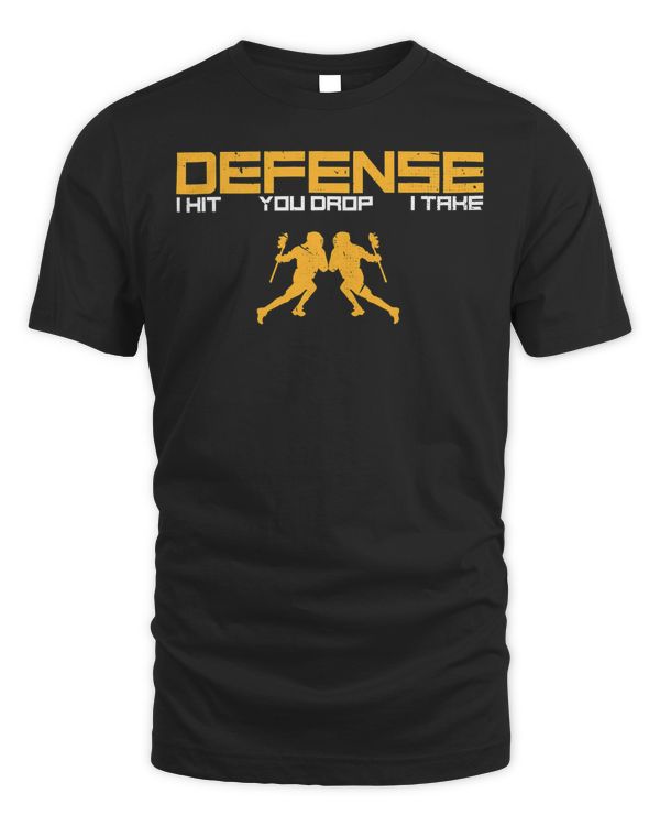 Defense Defender Stick Lacrosse Player Sports Graphic Print T-Shirt