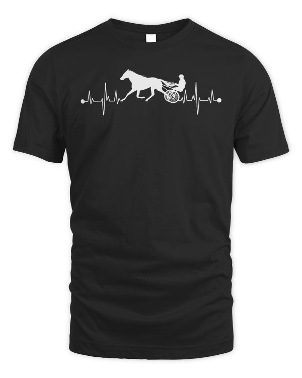 Funny Harness Horse Racing Gift For Men Women Cool Heartbeat Pullover Hoodie