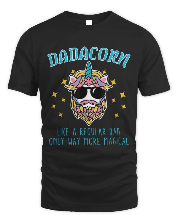 Dadacorn Father's Day Funny Daddy Beard Graphic Dad Unicorn T-Shirt
