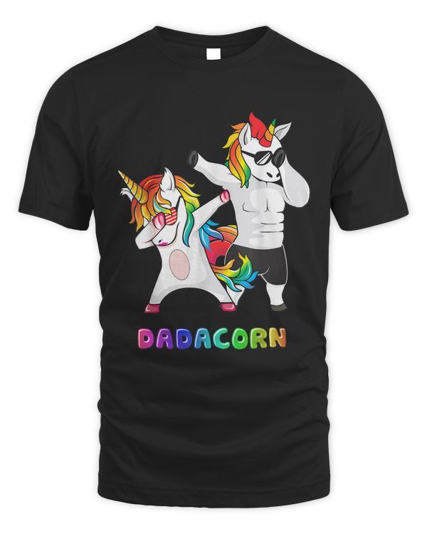 Dadacorn Unicorn Dad and Baby Girl Fathers Day Papa Daughter T-Shirt