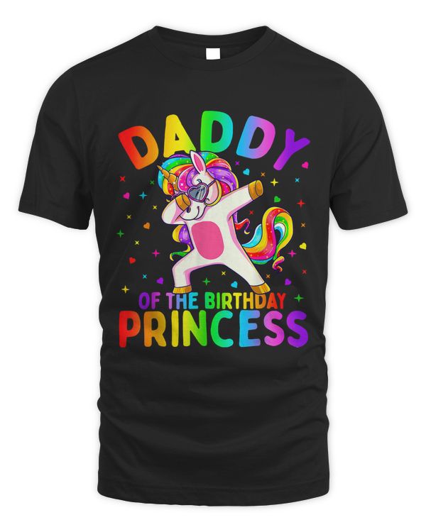 Mens Daddy of the Birthday Princess Girl Dabbing Unicorn Dad T-Shirt