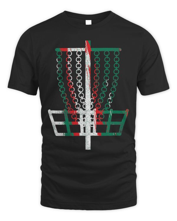 Disc Golf Basket Mexico Flag Colors Frisbee Golfer Gift T-Shirt