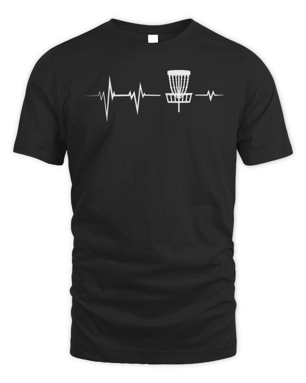 Disc Golf Heartbeat Frisbee Frolf Golf Basket Gift T-Shirt