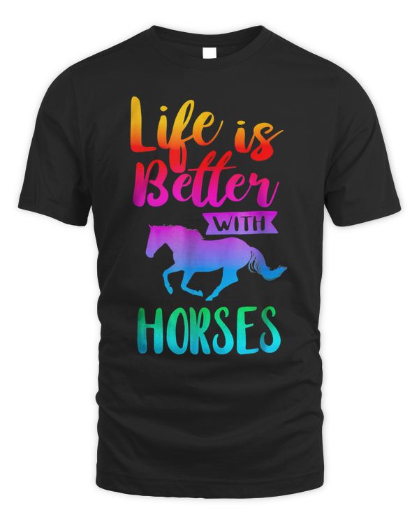 Cute Life Is Better With Horses Women Girls Horseback Riding Tank Top