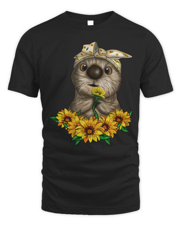 Cute Otter Lover sunflower flowers pet T-Shirt