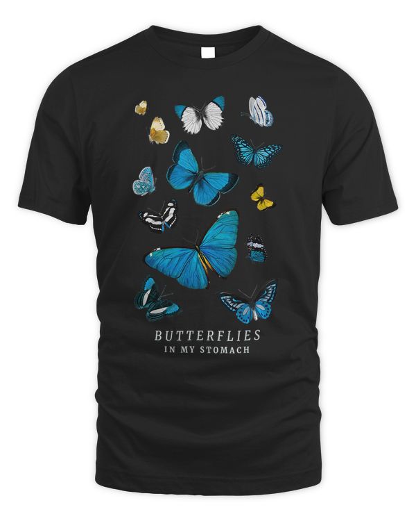 Butterflies in My Stomach Blue Butterfly Soft Aesthetic T-Shirt