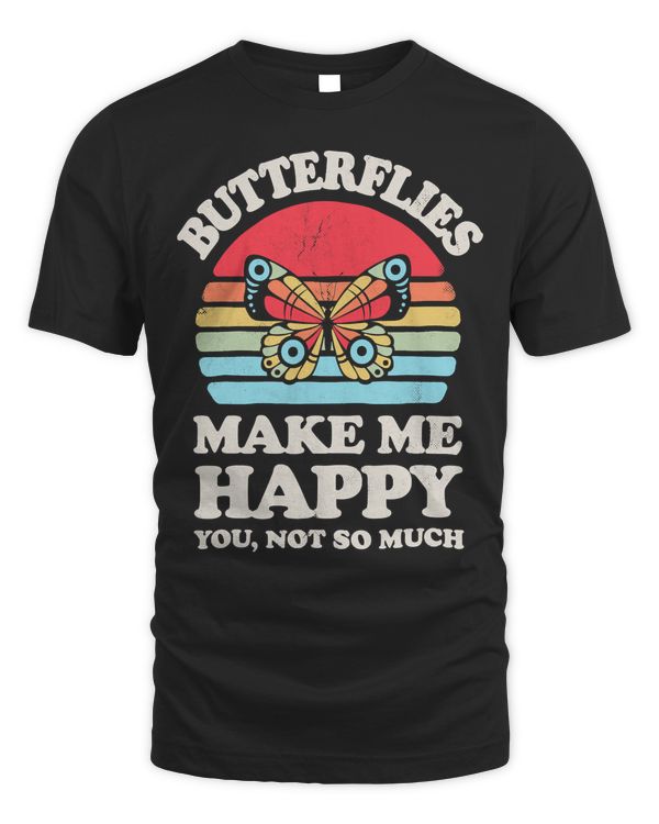 Butterflies Make Me Happy Monarch Butterfly Insect Retro Men T-Shirt
