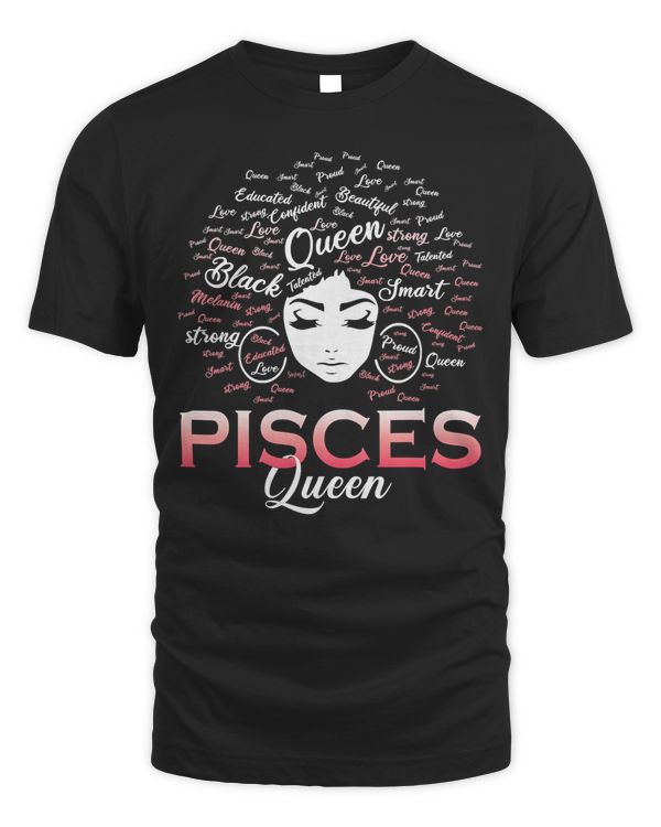 Black Women Pisces Queen March Birthday T-Shirt
