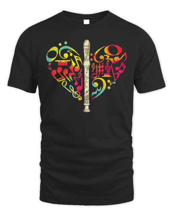 Flute Heart Flutist Gift Classical Music Flute T-Shirt