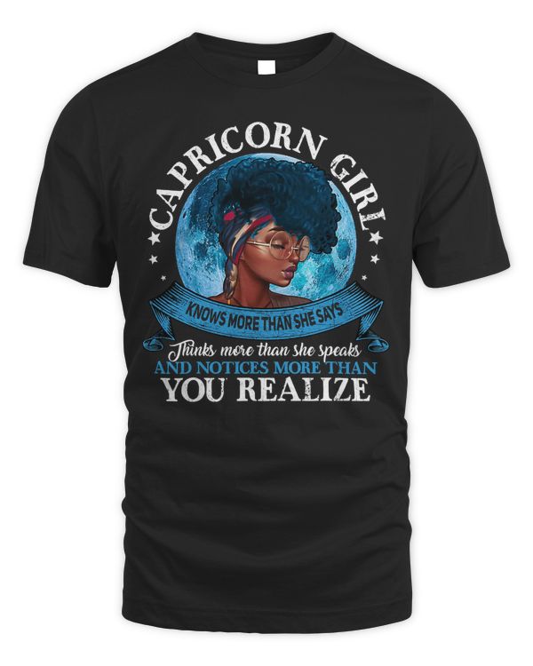 Capricorn Girls Black Queen Best January Birthday Gift T-Shirt