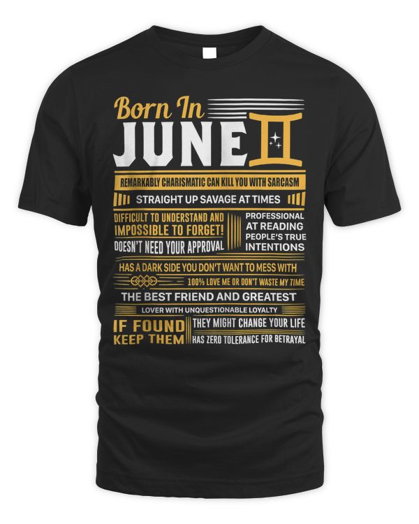 Born In June Gemini Funny Birthday Gift Zip Hoodie