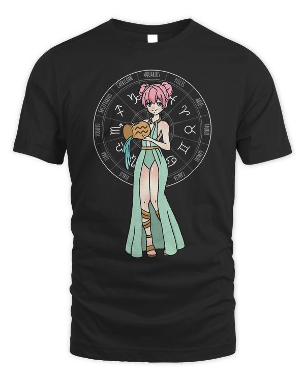 Aquarius Horoscope - January February Birthday Anime Zodiac T-Shirt