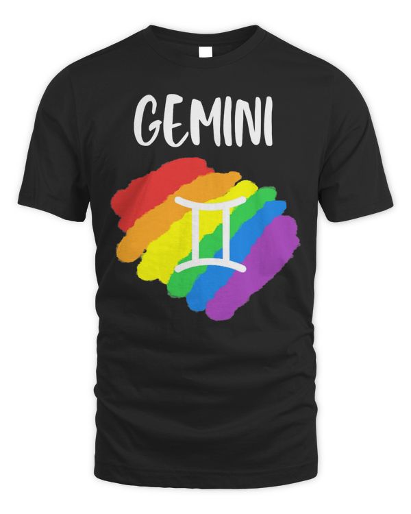 Gay Pride Gemini Birthday LGBT June Rainbow Flag T-Shirt